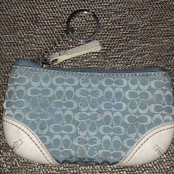 Coach Handbags - Small COACH coin wallet in blue and white